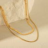 Ladies Stainless Steel Double Layer Snake And Blade Chain Necklace Geometric Style Electroplated