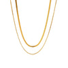 Ladies Stainless Steel Double Layer Snake And Blade Chain Necklace Geometric Style Electroplated