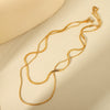 Ladies Stainless Steel Double Layer Snake And Blade Chain Necklace Geometric Style Electroplated