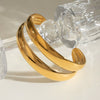Ladies Stainless Steel Doublelayer Open Bracelet With Electroplating And Geometric Style