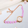 Ladies Stainless Steel Fashion Watch With Round Dial And Beaded Bracelet