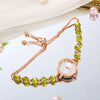 Ladies Stainless Steel Fashion Watch With Round Dial And Beaded Bracelet