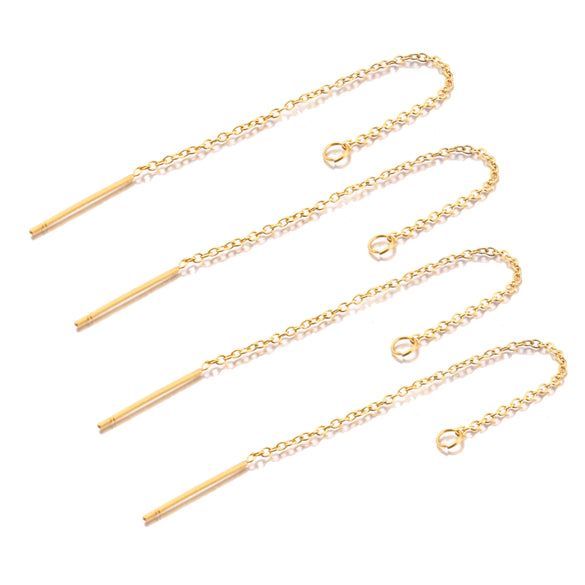 Ladies Stainless Steel Flat Ochain Earrings With Light Cross Chain And Electroplated Ear Wire Jewelry Accessories