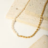 Ladies Stainless Steel Freshwater Pearl Necklace With Geometric Pattern And Pvdp Furnace Real Gold Treatment