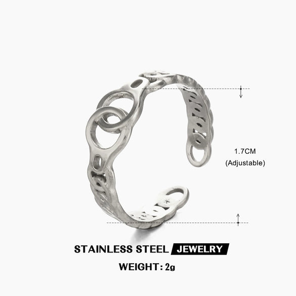 Ladies Stainless Steel Geometric Cross Hip Hop Ring With 18K Gold Plated Electroplating