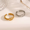 Ladies Stainless Steel Geometric Cross Hip Hop Ring With 18K Gold Plated Electroplating