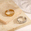 Ladies Stainless Steel Geometric Cross Hip Hop Ring With 18K Gold Plated Electroplating