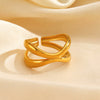 Ladies Stainless Steel Geometric Cross Ring With Electroplating Design And Irregular Shape