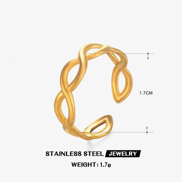 Ladies Stainless Steel Geometric Cross Ring With 18K Gold Plated Electroplating Hip Hop Style