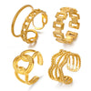 Ladies Stainless Steel Geometric Cross Ring With Real Gold Plated Electroplating