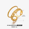 Ladies Stainless Steel Geometric Cross Ring With Real Gold Plated Electroplating