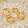 Ladies Stainless Steel Geometric Cross Ring With Real Gold Plated Electroplating