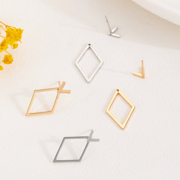 Ladies Stainless Steel Geometric Design Electroplated Earrings