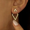 Ladies Stainless Steel Geometric Design Electroplated Earrings