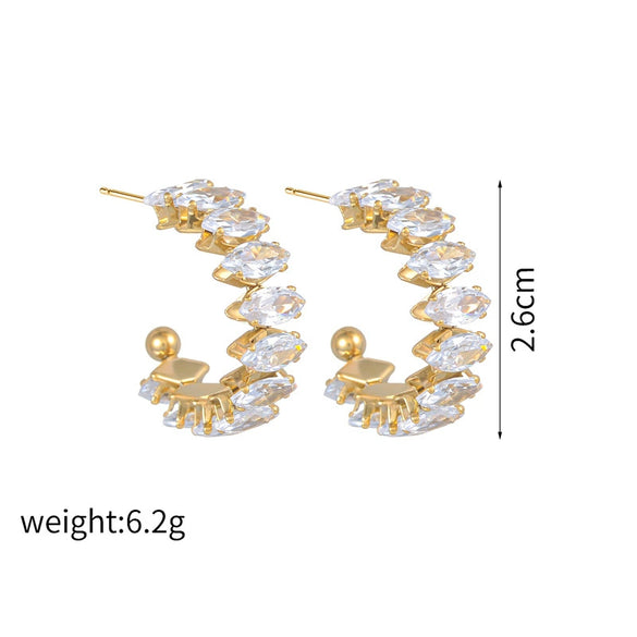 Ladies Stainless Steel Geometric Diamond Cshaped Earrings