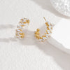 Ladies Stainless Steel Geometric Diamond Cshaped Earrings