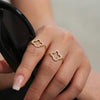 Ladies 316L Stainless Steel Geometric Fourleaf Flower Ring Electroplated Jewelry Accessories