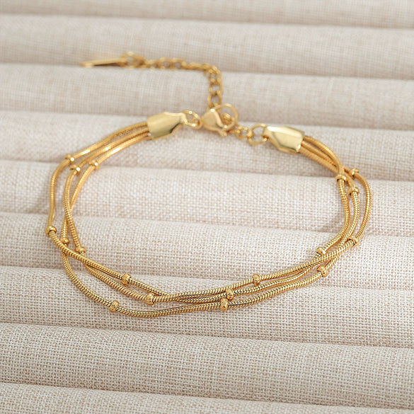 Ladies Stainless Steel Geometric Gold Bead Electroplated Bracelet Jewelry