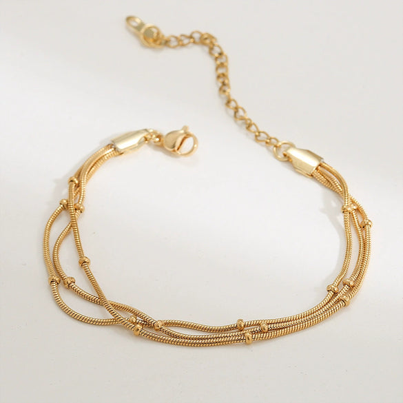 Ladies Stainless Steel Geometric Gold Bead Electroplated Bracelet Jewelry