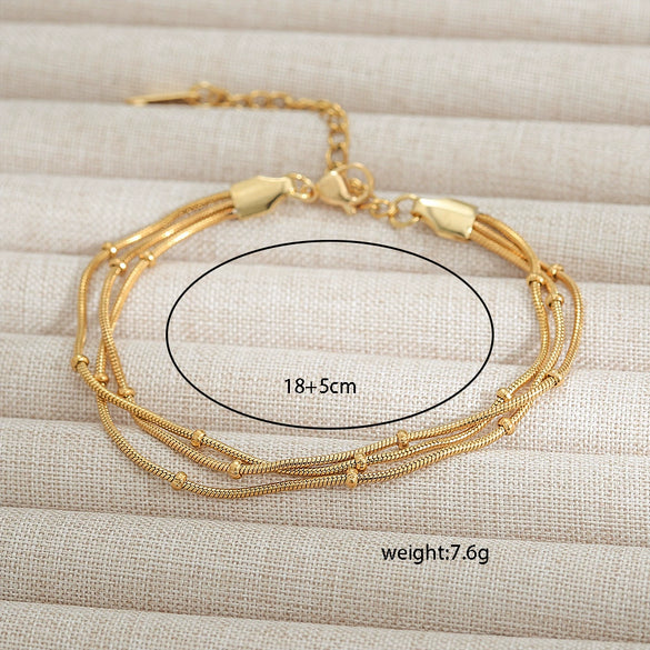 Ladies Stainless Steel Geometric Gold Bead Electroplated Bracelet Jewelry