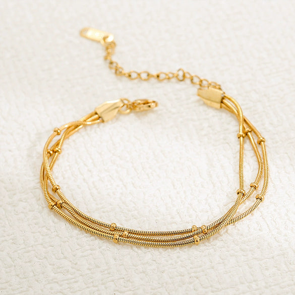 Ladies Stainless Steel Geometric Gold Bead Electroplated Bracelet Jewelry