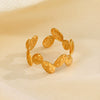 Ladies Stainless Steel Geometric Hammer Pattern Oval Irregular Open Ring With Electroplating