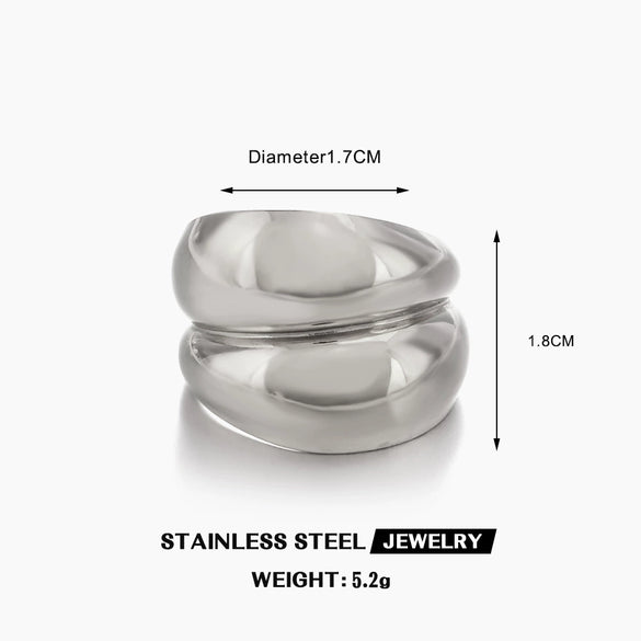Ladies Stainless Steel Geometric Hip Hop Shaped Opening Electroplated Ring