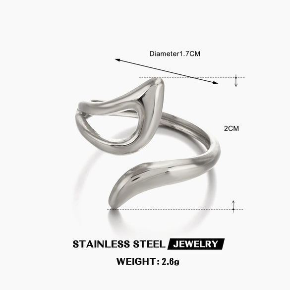 Ladies Stainless Steel Geometric Hollow Ring Electroplated Design