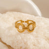 Ladies Stainless Steel Geometric Hollow Round Electroplated Ring