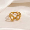 Ladies Stainless Steel Geometric Hollow Round Electroplated Ring