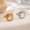 Ladies Stainless Steel Geometric Hollow Square Hip Hop Hammered Electroplated Ring