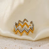 Ladies Stainless Steel Geometric Irregular Line Open Adjustable Folding Angle Ring Electroplated