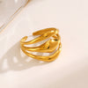 Ladies Stainless Steel Geometric Multilayer Line Hip Hop Exaggerated Vacuum Plated Ring