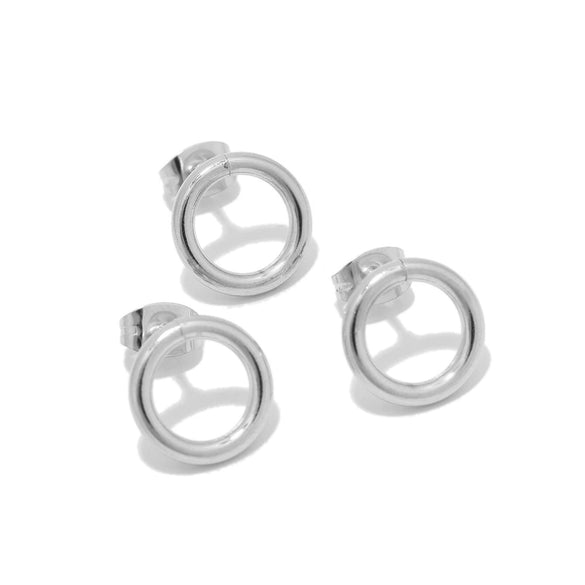 Ladies Stainless Steel Geometric Round Hollow Electroplated Earrings