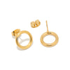 Ladies Stainless Steel Geometric Round Hollow Electroplated Earrings