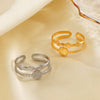 Ladies Stainless Steel Geometric Round Opening Adjustable Ring 18K Gold Plated