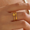 Ladies Stainless Steel Geometric Round Opening Adjustable Ring 18K Gold Plated