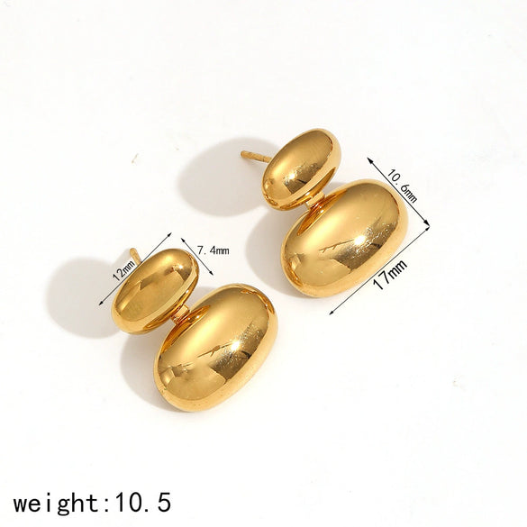 Ladies Stainless Steel Geometric Simple Electroplated Pea Earrings