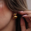 Ladies Stainless Steel Geometric Simple Electroplated Pea Earrings