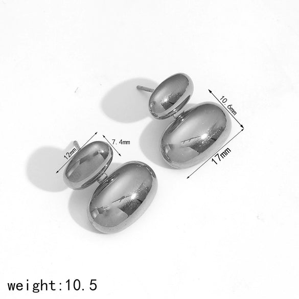 Ladies Stainless Steel Geometric Simple Electroplated Pea Earrings