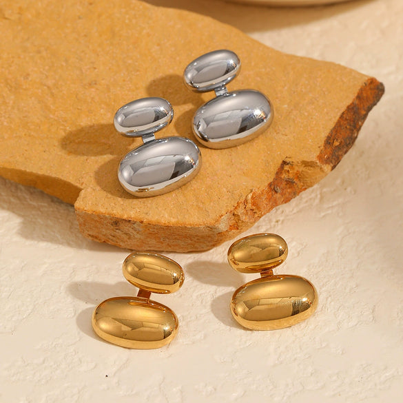 Ladies Stainless Steel Geometric Simple Electroplated Pea Earrings