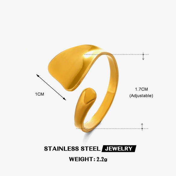 Ladies Stainless Steel Geometric Smooth Hip Hop Ring With Electroplating