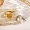 Ladies Stainless Steel Geometric Smooth Hip Hop Ring With Electroplating