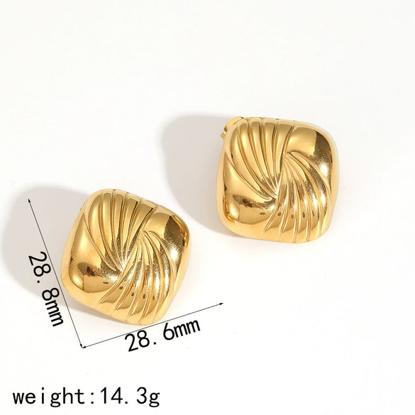 Ladies Stainless Steel Geometric Square Electroplated Earrings