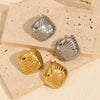 Ladies Stainless Steel Geometric Square Electroplated Earrings