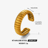Ladies Stainless Steel Geometric Striped Open Ring Electroplated