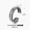 Ladies Stainless Steel Geometric Striped Open Ring Electroplated