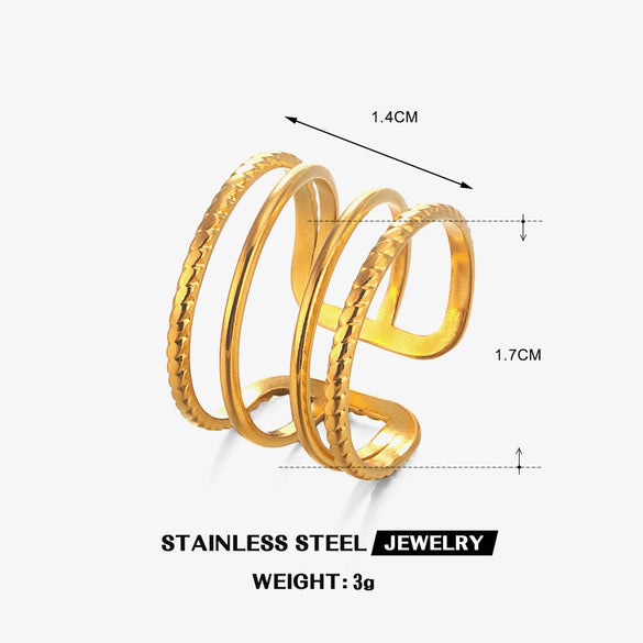 Ladies Stainless Steel Geometric Style Electroplated Ring