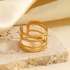 Ladies Stainless Steel Geometric Style Electroplated Ring