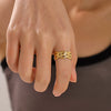 Ladies Stainless Steel Geometric Style Opening Adjustable Ring With Electroplating And 18K Gold Plated
